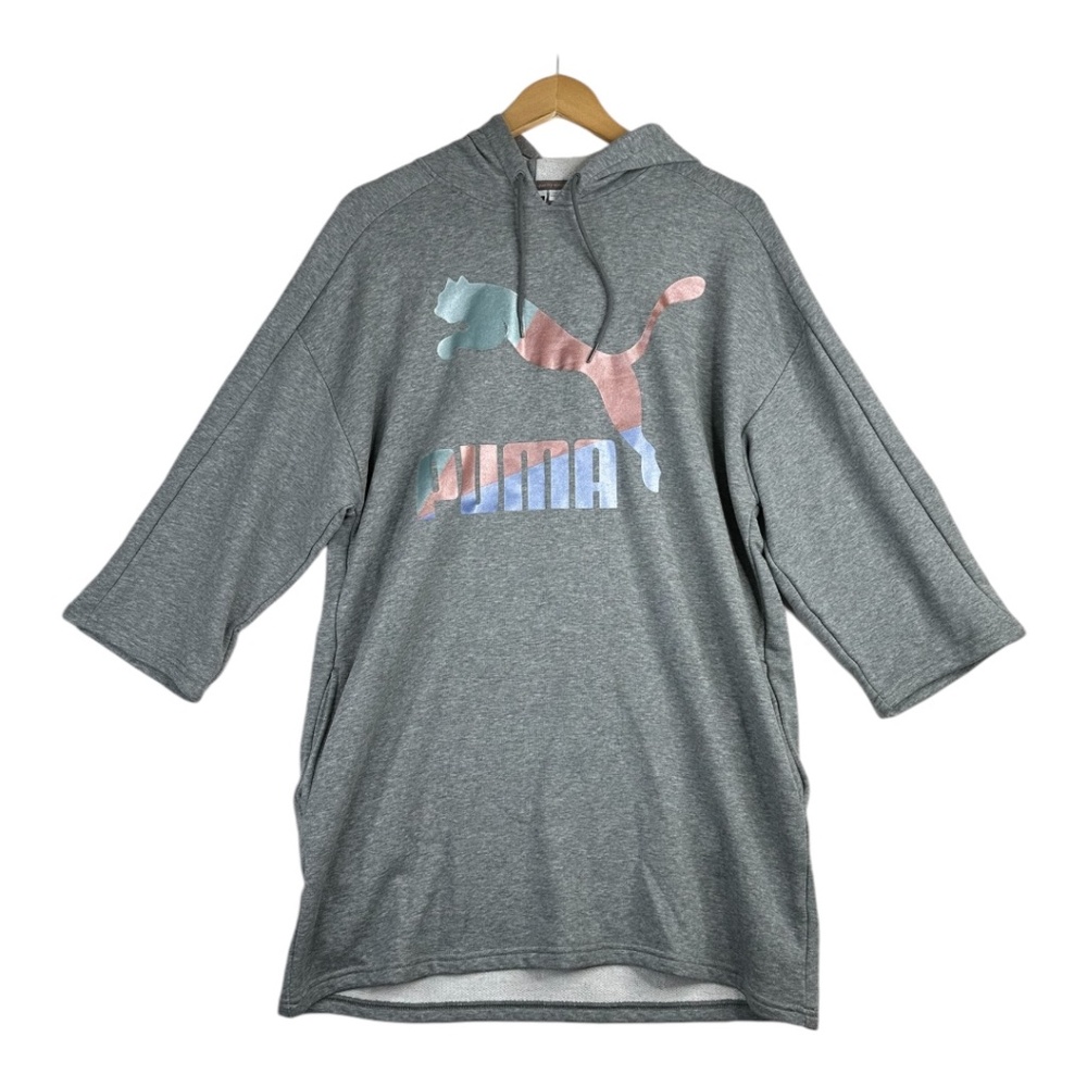 Puma Women's Heather Glam Oversized Hooded Gray‎ Dress Size Medium
